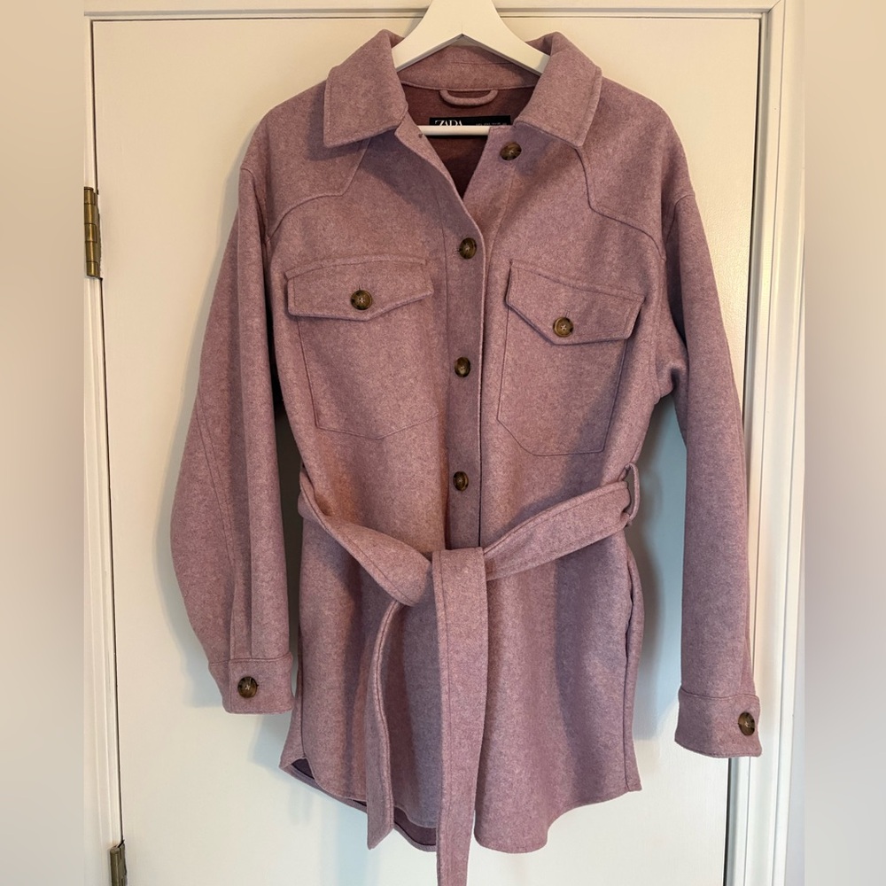 Zara Lavender Belted Utility Jacket